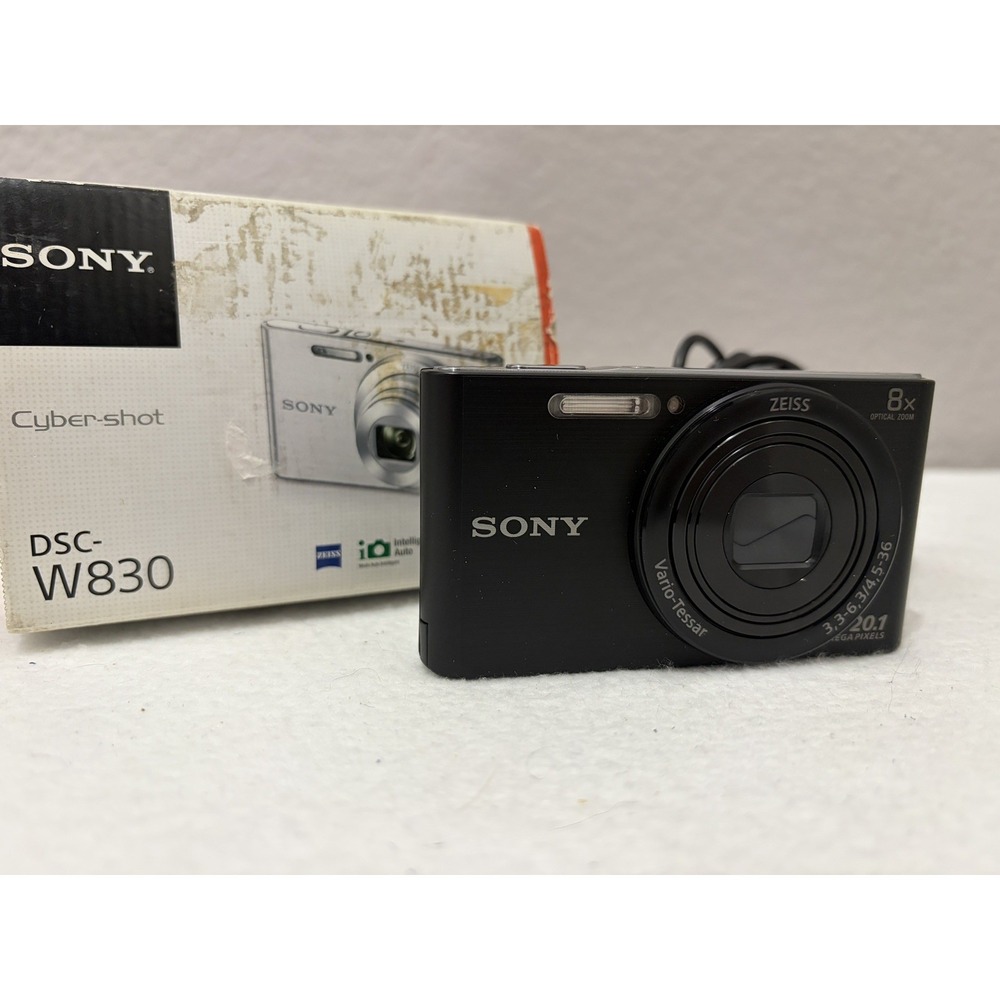 Sony Cyber-Shot DSC-W830 20.1MP Digital Camera Black w/8x Zoom Box Charger Cable
